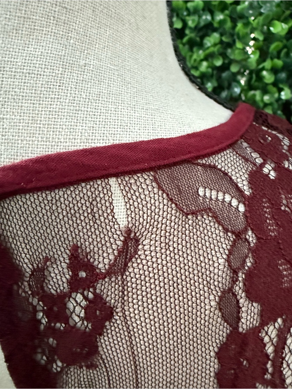 Free People Lace Velvet Skater Dress - Burgundy - Picture 8 of 10